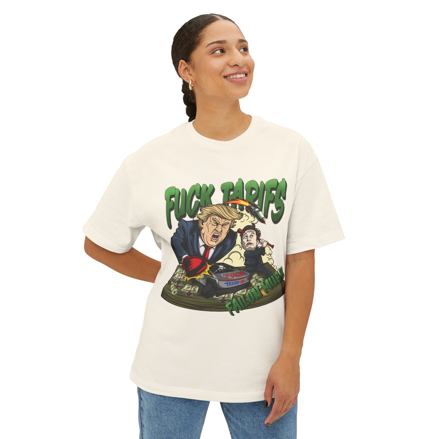 FUCK TARIFFS Designed T-shirt, Oversized, Unisex