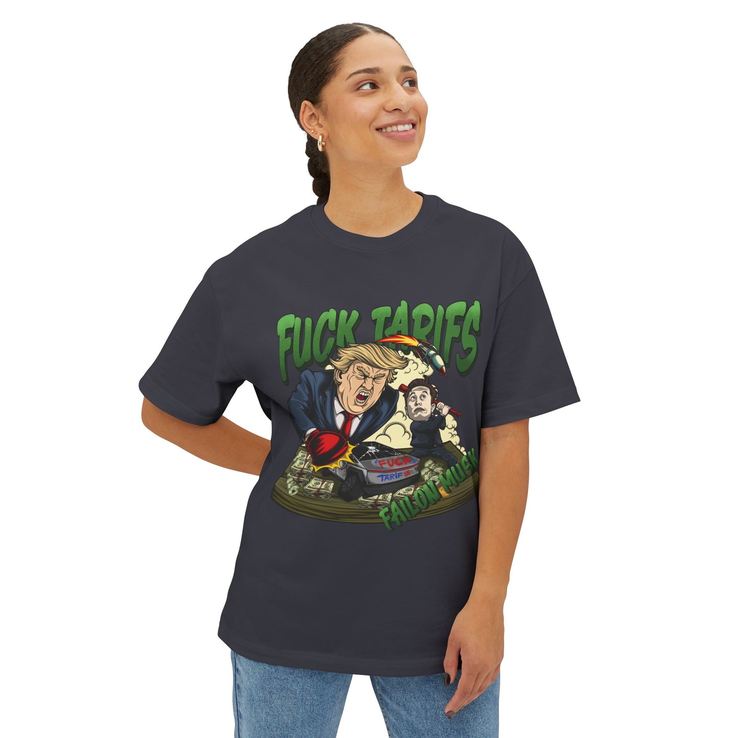 FUCK TARIFFS Designed T-shirt, Oversized, Unisex