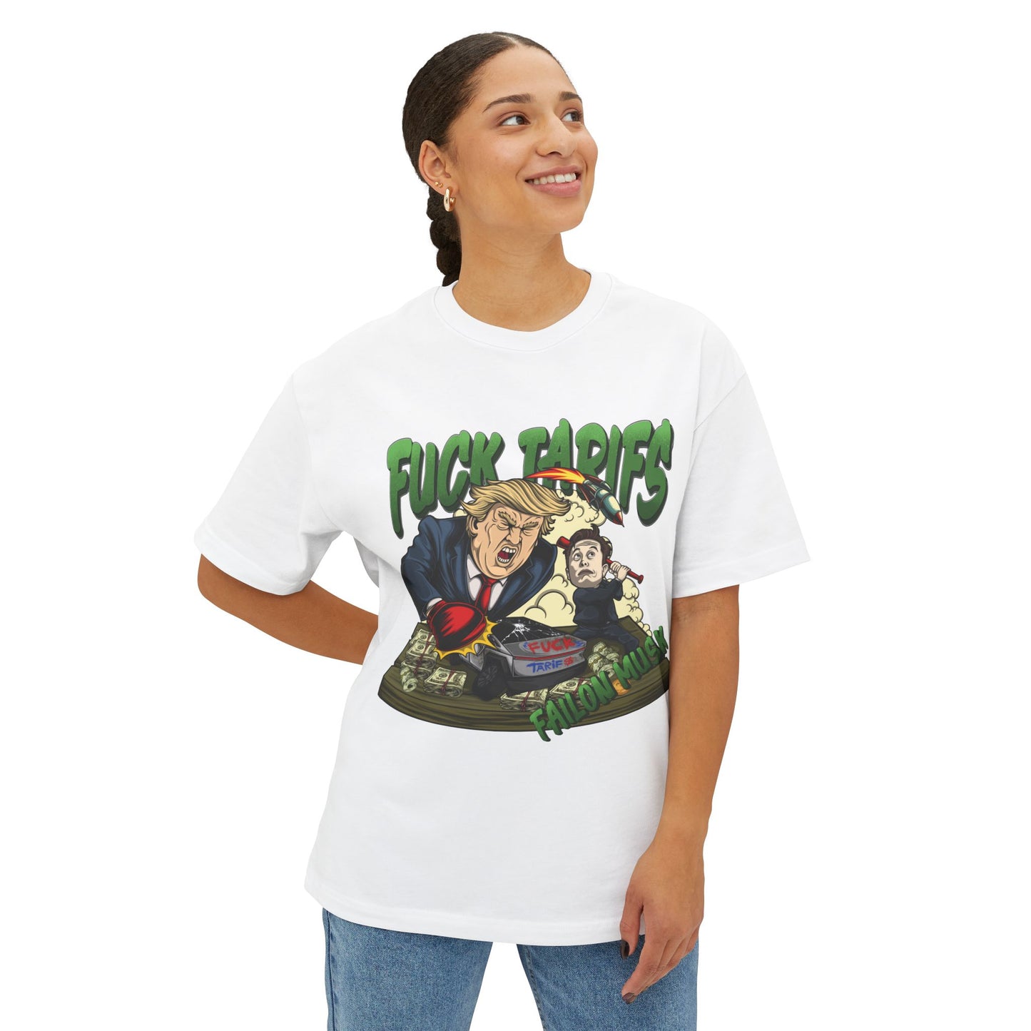 FUCK TARIFFS Designed T-shirt, Oversized, Unisex